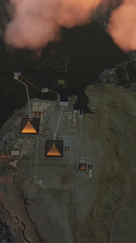 Top aerial sunset drone view of the Great Pyramid of Historic Giza. Egypt Stock Footage 282083352