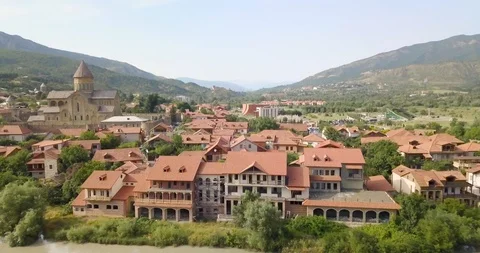 Top Aerial view of beautiful Mtskheta Stock Footage 110697189