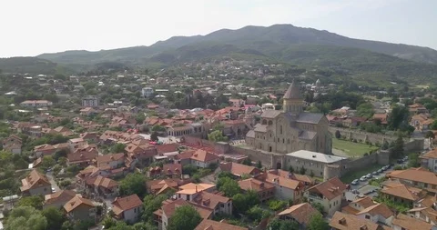 Top Aerial view of beautiful Mtskheta,Georgia Stock Footage 110697215