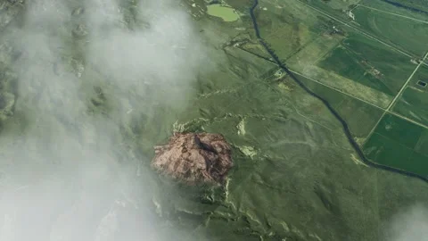 Top aerial view of Chimney Rock. National Historic Site in Nebraska 库存影片 248201154