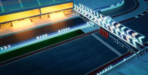 Top aerial view empty asphalt international race track Stock Illustration