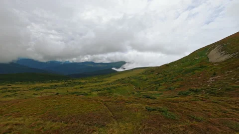 Top aerial view flight over the mountains. Ukrainian Carpathians. Beautiful Video stock 186101693