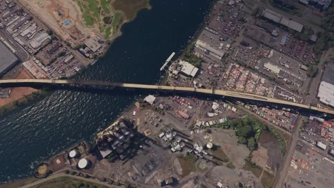 Top aerial view of the Hackensack River Bridge at Kearny in New Jersey Stock-Footage 271214038