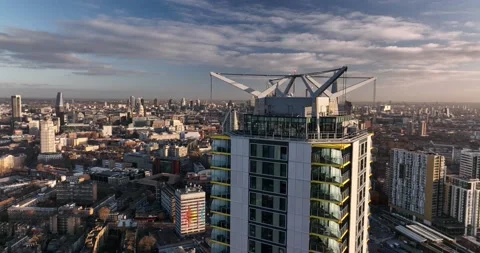 Top Aerial view of highpoint and strata skyscraper building , London, UK Stock-Footage 170920144