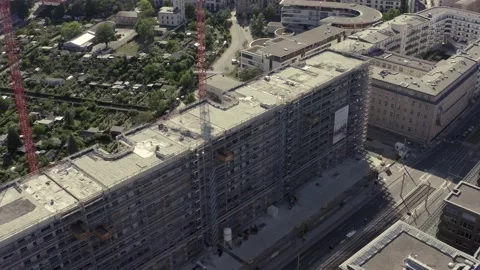 Top aerial view of a massive construction site in a city Stock Footage 205000644