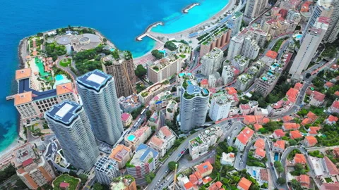 Top aerial view of Monaco cityscape. Stock Footage 344448673