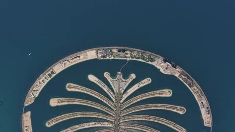 Top aerial view of The Palm Jebel Ali in Dubai. United Arab Emirates Stock Footage 270523341