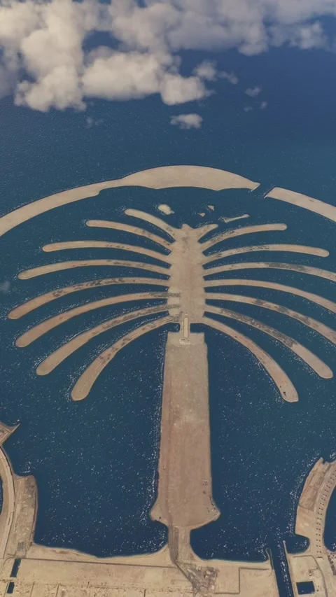 Top aerial view of The Palm Jebel Ali. Dubai in the United Arab Emirates. UAE Video stock 282944206