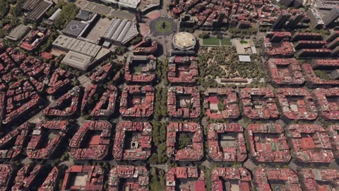 Top aerial view of the Spain Square in Barcelona city. Spain 库存影片 271116056