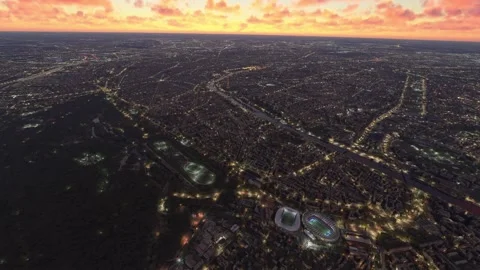Top aerial view at sunset of the Paris stadium. France Stock Footage 274648816