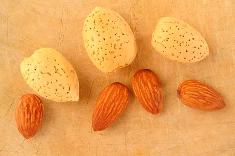 Top almond on background Stock Photos