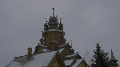 Top of Ancient Christian Church of All Saints Skit of Sviatogorskaya Lavra Stock Footage 58995853