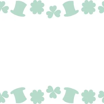 Top and bottom Clover Border Frame Irish Holiday Invitation Template Copy space Stock Illustration