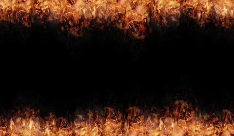 Top and Bottom Fire Borders - 3d illustration Stock Illustration