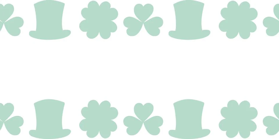 Top and Bottom Frame border of clover leaves and Leprechaun hats. St Patrick Day Stock Illustration