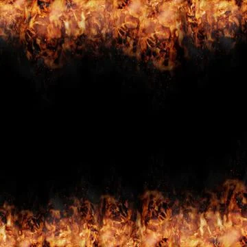 Top and Bottom Raging Fire Frame - 3d illustration Stockillustratie