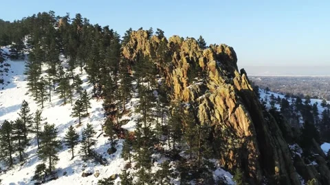 Top and lower part of mountain-Drone camera moves up and right Stock Footage 137956668