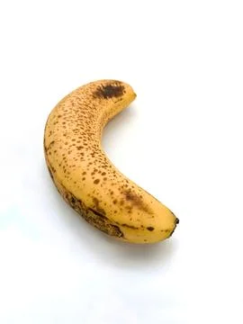 Top and Side View of a Single Healthy Ripe Banana on White Background Stock Photos
