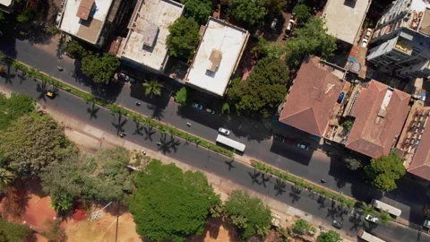 Top angle aerial drone shot of the busy street, Mumbai, India  Stock Footage 278656323