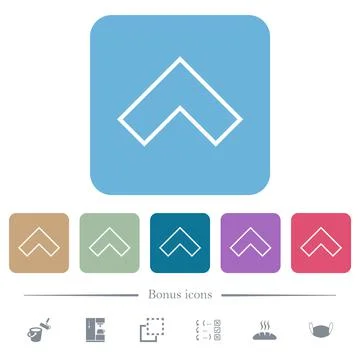 Top angle arrow outline flat icons on color rounded square backgrounds Stock Illustration