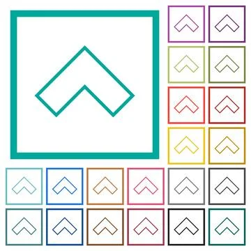 Top angle arrow outline flat color icons with quadrant frames Stock Illustration