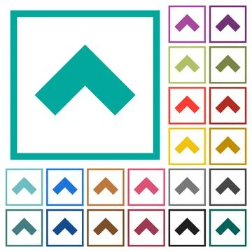 Top angle arrow solid flat color icons with quadrant frames イラスト素材