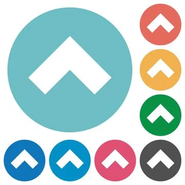 Top angle arrow solid flat round icons Stock Illustration