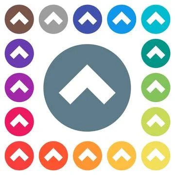 Top angle arrow solid flat white icons on round color backgrounds Stock Illustration