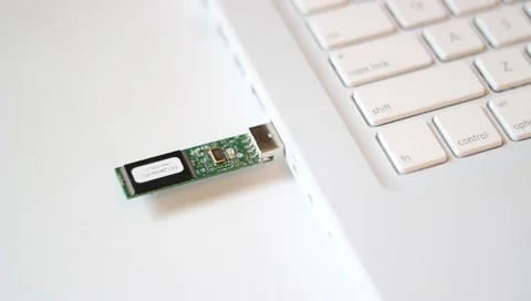 Top angle - Bare USB drive plug in/ unplug socket Stock Footage 4501730