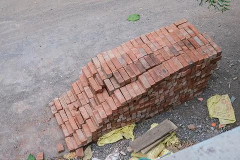 A top angle of Bricks ready For the construction . Fotos de archivo