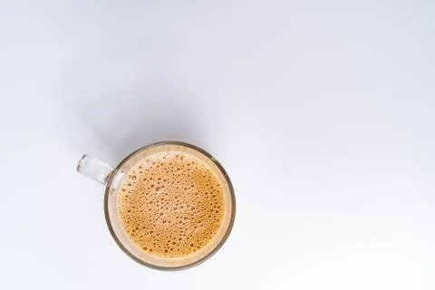 Top angle of milk tea or popularly known as The Tarik in Malaysia, isolated o Stock Photos