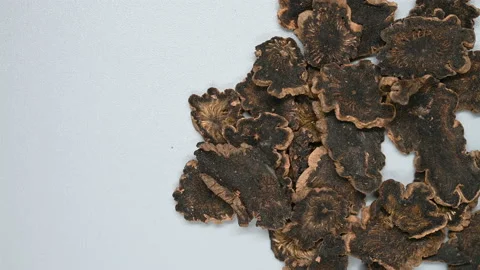 Top angle pan view herb XuanShen or Scrophulariae Radix or Figwort Root Stock Footage 145725724