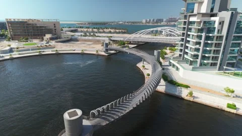 Top angle pov first person view from a balcony at waterfront of Al Raha bea.. 스톡 동영상 287419447