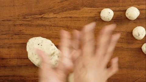 Top Angle Shot of Making small balls From Flour Dough 動画素材 82817388