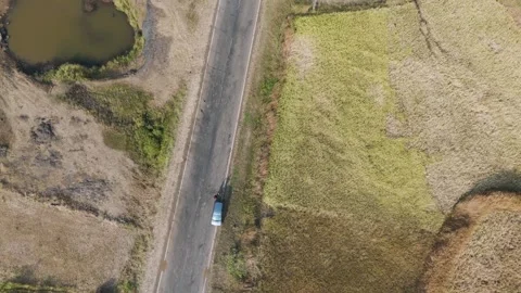 Top angle shot of road and farm land. Stock Footage 255137450