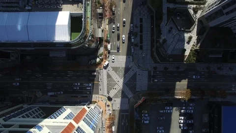 Top angle of the streets in Busan, aerial view Stock Footage 101001368