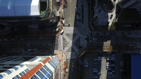 Top angle of the streets in Busan, aerial view Stock Footage 101001375