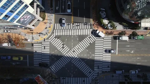 Top angle of the streets in Busan, aerial view Stock Footage 101001434