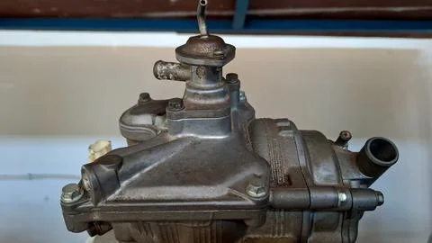 Top Angle View of Motorcycle Engine Cylinder Foto stock