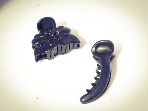 Top angle view of Two claw type hair clips placed isolated in a white backgro Stock Photos