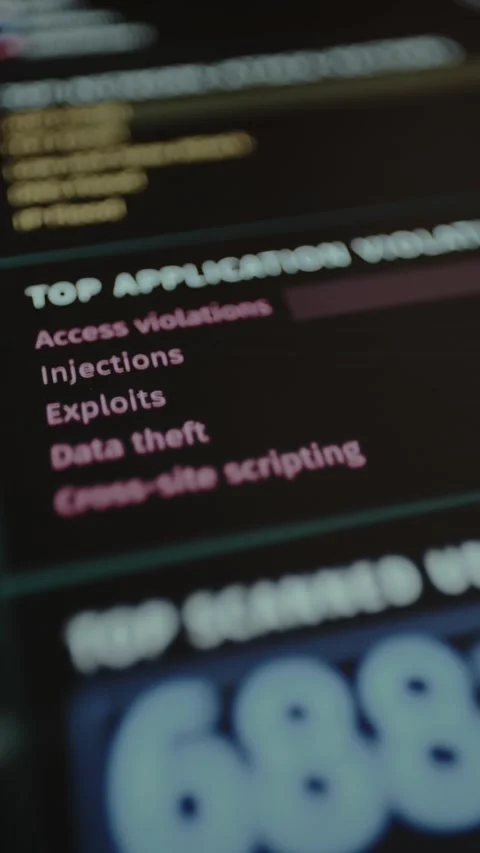 Top Application Violations, dashboard interface highlighting common Stock Footage 328356359