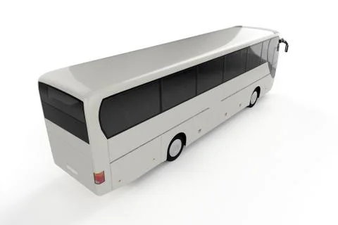 Top Back Perspective View on White City Bus - Background Stock Illustration