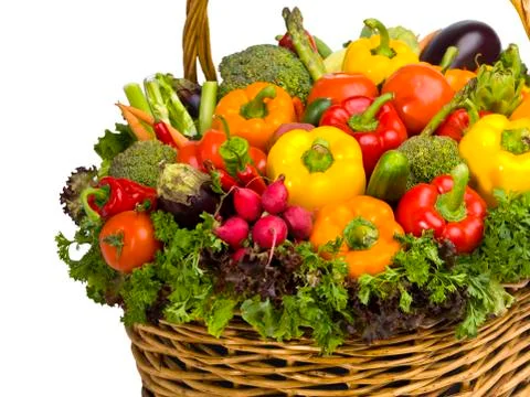 Top of basket of vegetables Stock Photos