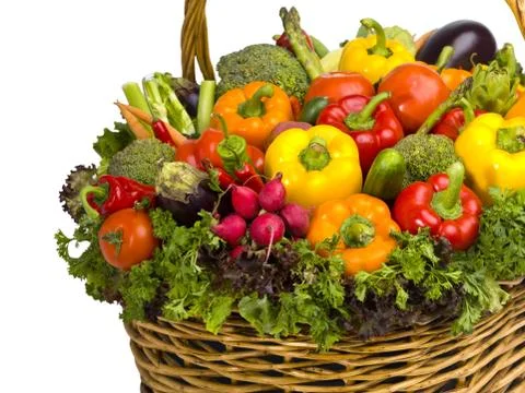 Top of basket of vegetables Fotos Stock