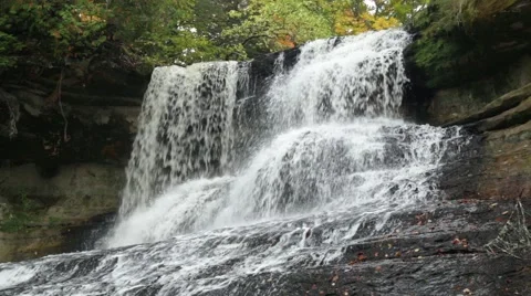 Top of a big waterfall Stock Footage 46057738
