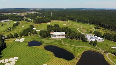 Top bird view of golf course with world class field and beautiful nature, 4K Stock-Footage 134811509
