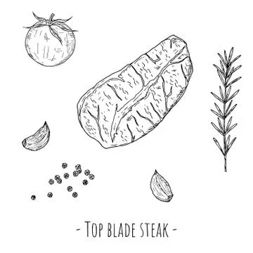 Top blade steak. Vector cartoon illustration. Isolated object on white. Stock Illustration