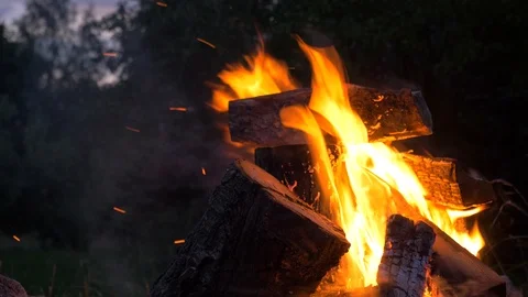 Top of Bonfire Stock Footage 93163697