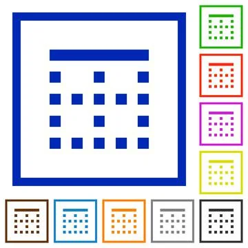 Top border flat framed icons Stock Illustration