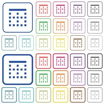 Top border outlined flat color icons Stock Illustration